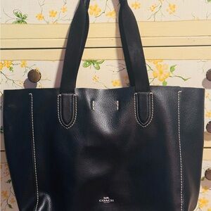 Derby Coach Black Leather Tote